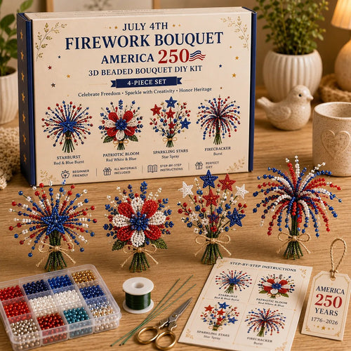 🔥LAST DAY 49% OFF-America 250 Beaded Bouquet DIY Kit – Limited Edition Patriotic Craft Collection