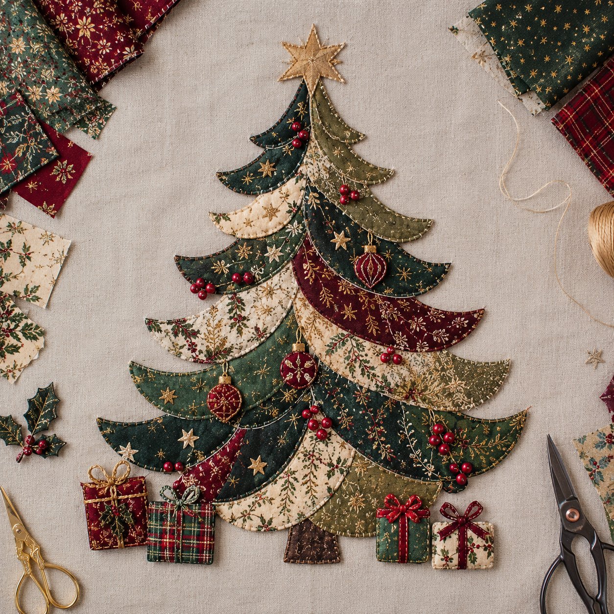 🔥LAST DAY 50% OFF - 🎅Christmas Patchwork Fabric DIY Decor Kit – Stunning Results, Zero Experience Needed