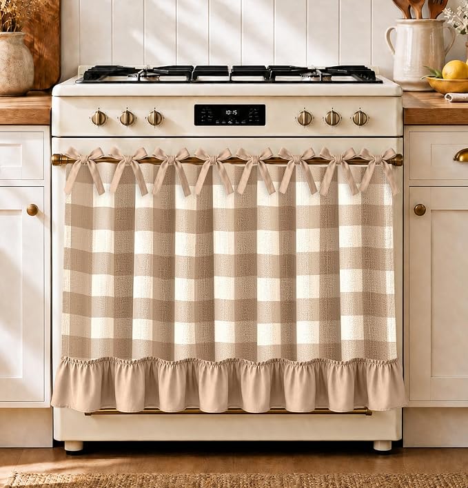 🧺 Handmade Oven Skirts | Farmhouse Kitchen Décor🔒 Heat-Resistant | 🎀 Effortless Install | ✨ Hide Clutter & Elevate Style