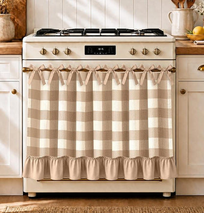 🧺 Handmade Oven Skirts | Farmhouse Kitchen Décor🔒 Heat-Resistant | 🎀 Effortless Install | ✨ Hide Clutter & Elevate Style