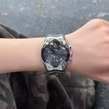 Y2K Wormhole Concept Men's Watch: Avant-garde Quartz Watch with Irregular Dial, Stylish and Unique Men's Clock
