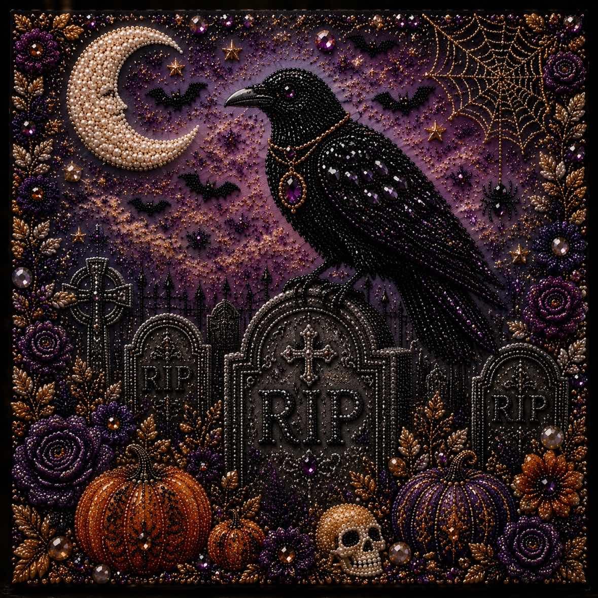 🧘Relaxing & Beginner-Friendly- 👻Cute Ghosts Pumpkins 3D Pearl Mosaic Art Kit