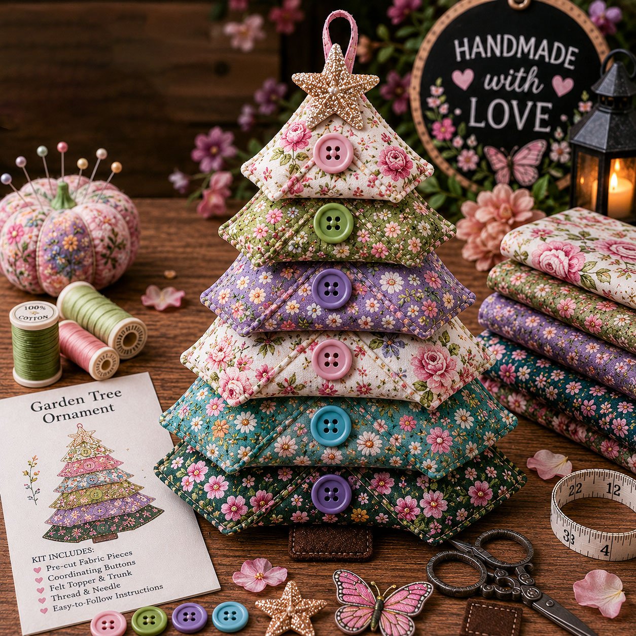 🔥Last Day BUY 2 GET 1 FREE ⭐Layered Fabric Tree Ornament DIY Sewing Kit | Beginner Friendly Handmade Seasonal Decor Gift