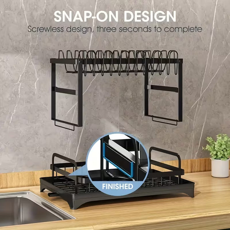 Double-layer large drain rack for kitchen countertop