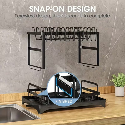 Double-layer large drain rack for kitchen countertop