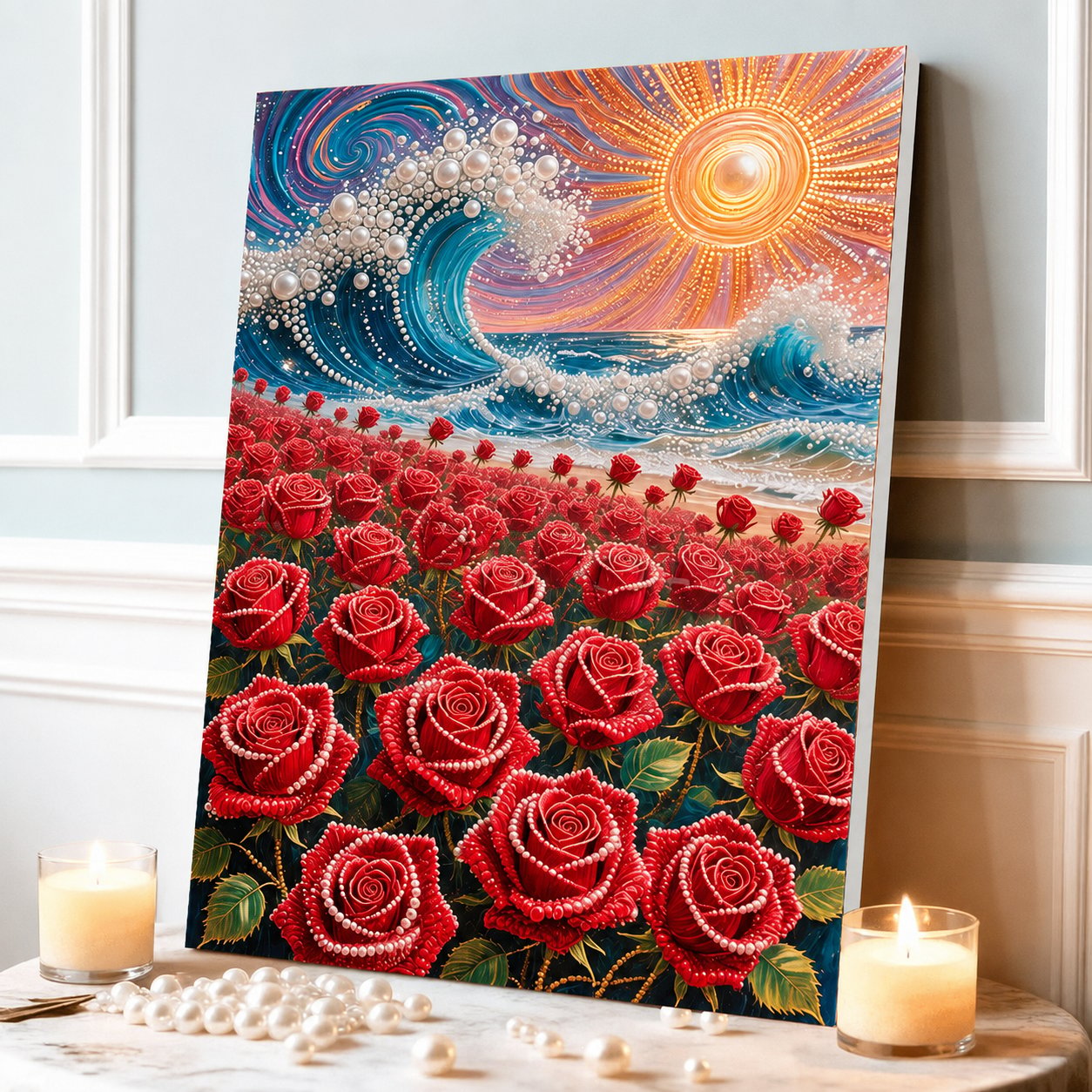 DIY Self-Adhesive Pearl Canvas Art for Elegant Wall Decor