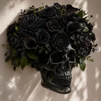 💀Romantic Gothic Skull Wall Planter & Vase – Translucent Pink Resin Flower Pot for Cherry Blossoms & Roses