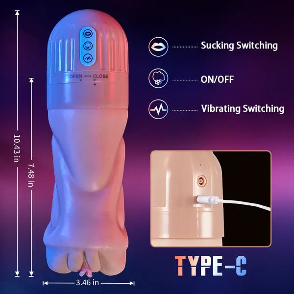 5 Sucking & 10 Vibrating Vagina Masturbation Cup