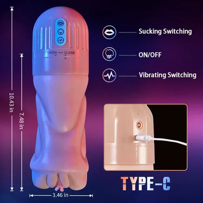 5 Sucking & 10 Vibrating Vagina Masturbation Cup