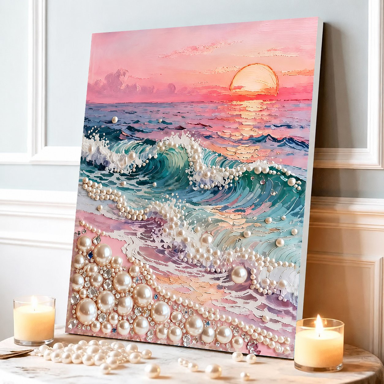 DIY Self-Adhesive Pearl Canvas Art for Elegant Wall Decor