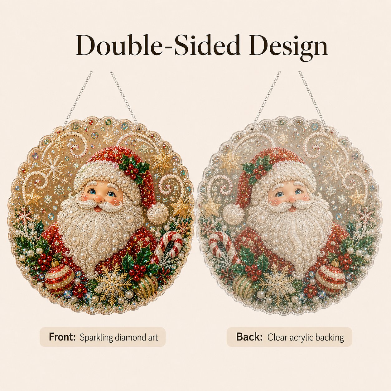 Christmas Pearl Diamond Art Hanging Ornament Kit 🎄✨ – Luxury Flocked Canvas & Non‑Fading Pearl Beads DIY Holiday Décor