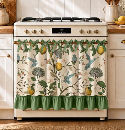🧺 Handmade Oven Skirts | Farmhouse Kitchen Décor🔒 Heat-Resistant | 🎀 Effortless Install | ✨ Hide Clutter & Elevate Style