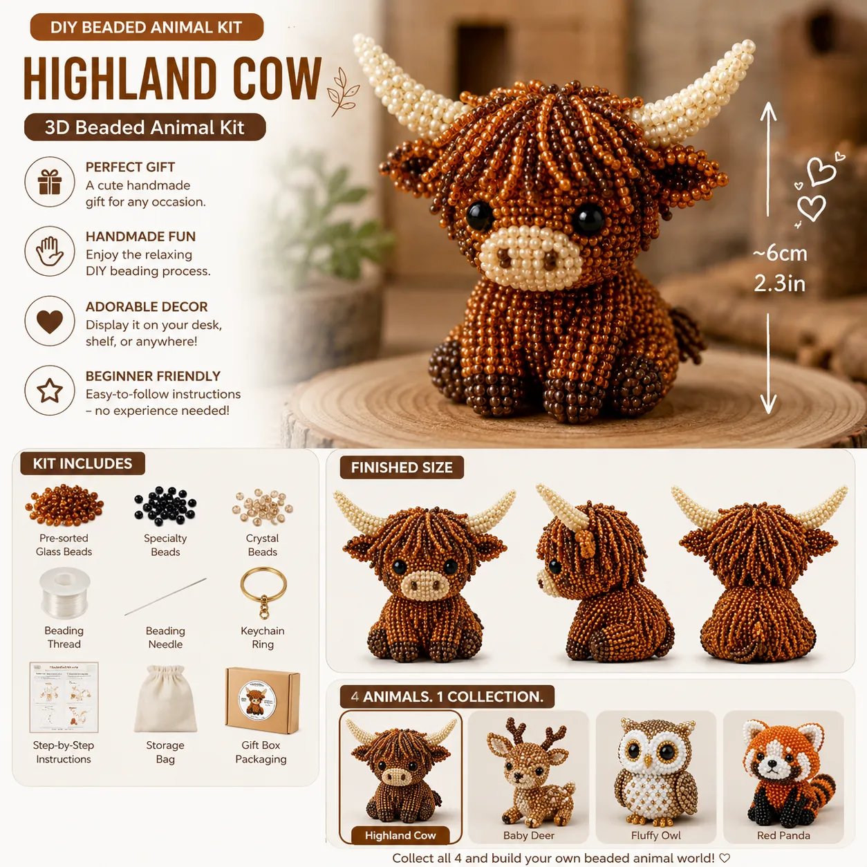 🔥Last Day 49% OFF - 🧵✨Tiny 3D Beaded Animal DIY Kit