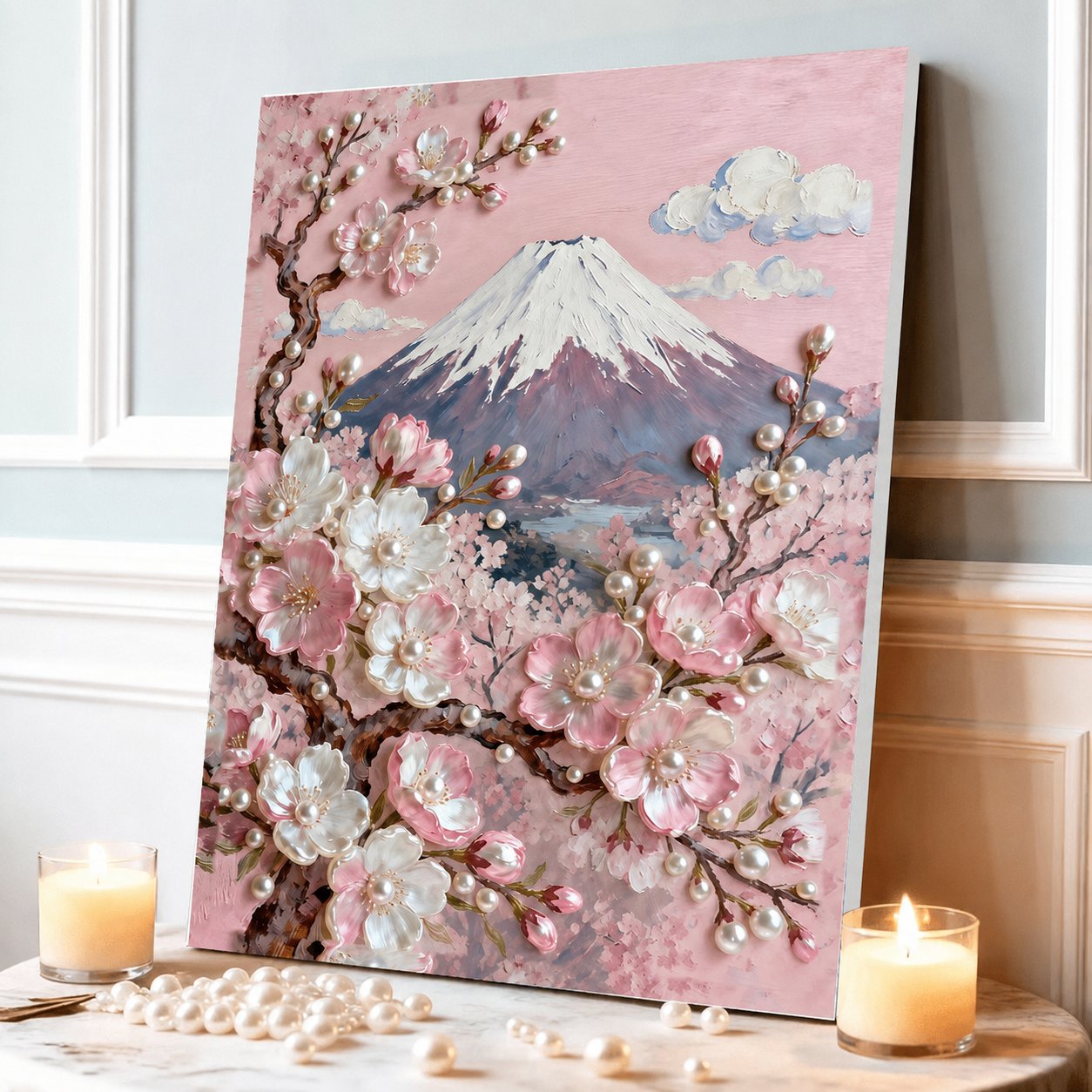 DIY Self-Adhesive Pearl Canvas Art for Elegant Wall Decor