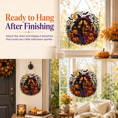 🎃Halloween Witch Friendship Diamond Art Suncatcher Sparkling Window Decor Gift✨🎃✨✨