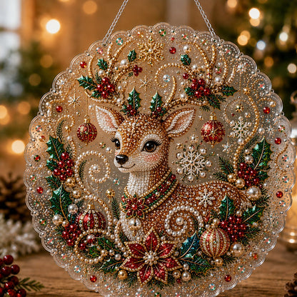 Christmas Pearl Diamond Art Hanging Ornament Kit 🎄✨ – Luxury Flocked Canvas & Non‑Fading Pearl Beads DIY Holiday Décor
