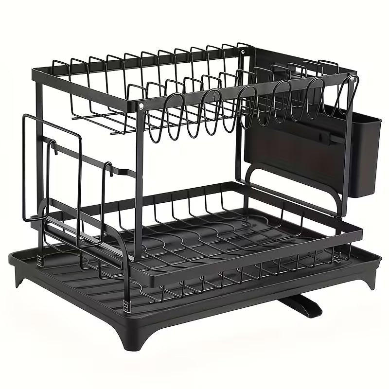 Double-layer large drain rack for kitchen countertop