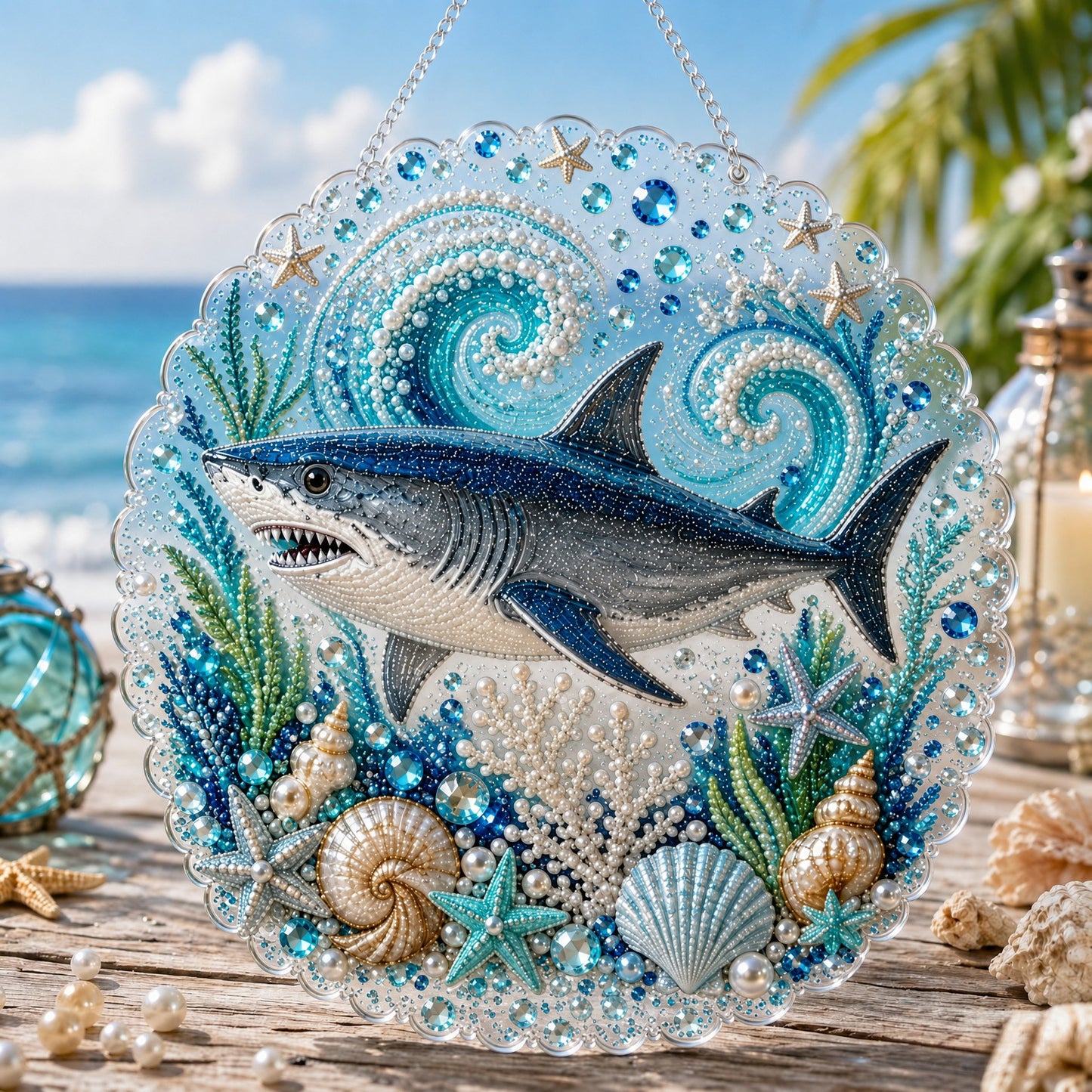 Ocean Pearl Art DIY Hanging Kit 🌊✨ – Calming Beaded Suncatcher Craft for Beach‑Lover Home Décor