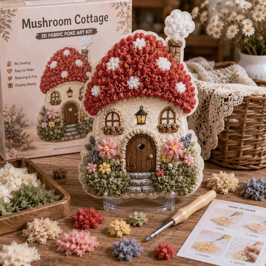 🔥Last Day 49% OFF - ✨🧘Relaxing & Beginner-Friendly-✨Whimsical Village 3D Fabric Poke Art Kit