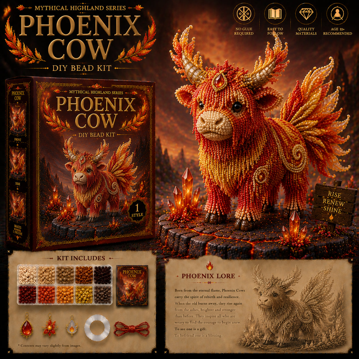 🔥Last Day BUY 3 GET 1 FREE🐮 Mythical Highland DIY Bead Kit Collection