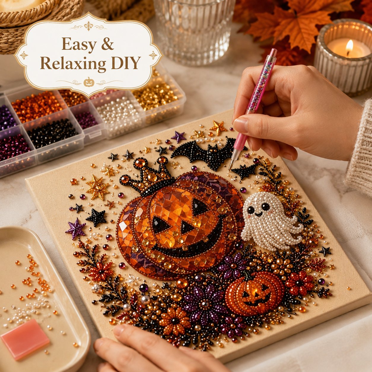 🔥LAST DAY 50% OFF - 🎃Halloween Pearl Diamond Art DIY Kit👻 (No Mess, Beginner)