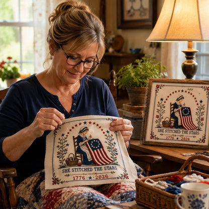 🔥us 250th Anniversary 50% OFF - 🪡 She Stitched The Stars Commemorative Cross Stitch Kit