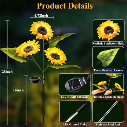 🔥🌻Last Day Sale 49% OFF🌞Solar LED Sunflower Garden Lights-29.6inch/74cm