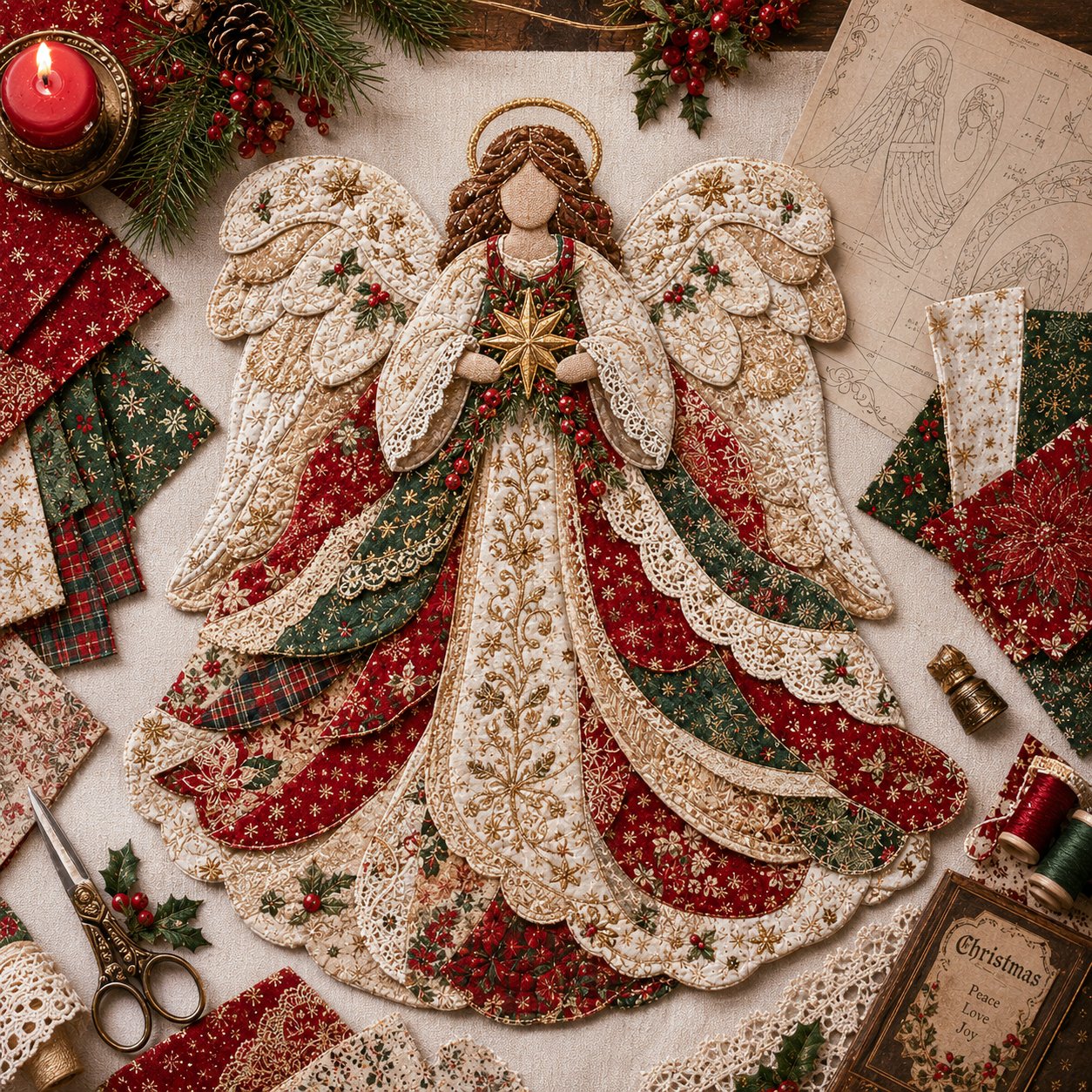 🔥LAST DAY 50% OFF - 🎅Christmas Patchwork Fabric DIY Decor Kit – Stunning Results, Zero Experience Needed