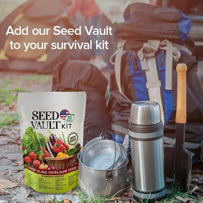 🥦Ultimate Survival Seed Vault (16,000+ Seeds) | 35 Variety Pack🌿|50-Year Shelf Life