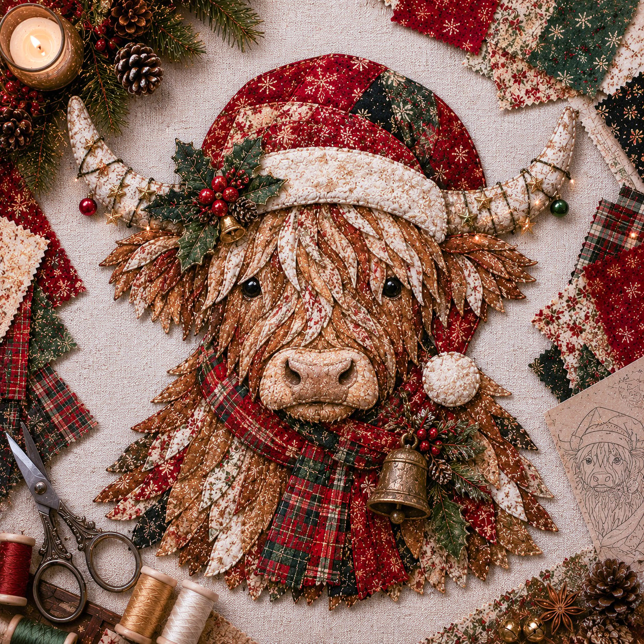 🔥LAST DAY 50% OFF - 🎅Christmas Patchwork Fabric DIY Decor Kit – Stunning Results, Zero Experience Needed