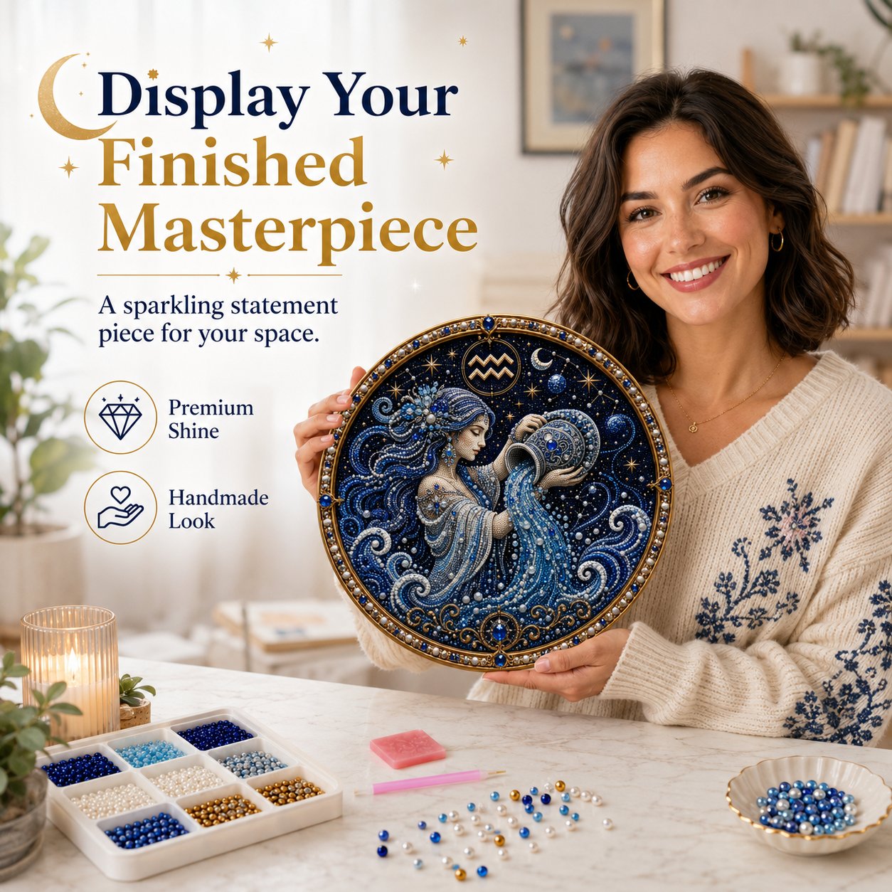 🔥 LAST DAY 49% OFF – ✨ Premium 3D Pearl 12 Zodiac Signs Art Kit | Luxury Flocked Canvas with Scratch-Resistant Non-Fading Pearl Beads DIY Handmade Astrology Decor ♈🌙💎