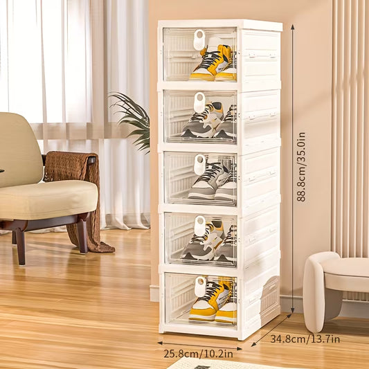 👟Collapsible, dust-proof shoe box with a transparent flip-lid