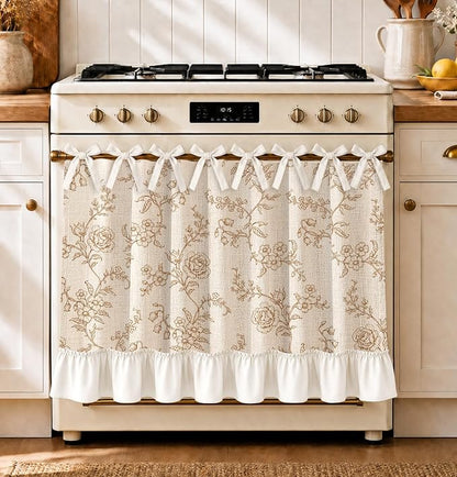 🧺 Handmade Oven Skirts | Farmhouse Kitchen Décor🔒 Heat-Resistant | 🎀 Effortless Install | ✨ Hide Clutter & Elevate Style