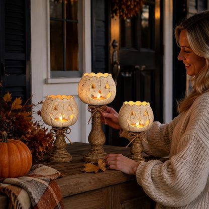 🕯️ Create the coziest autumn atmosphere in your home: Pumpkin Candlestick 🎃