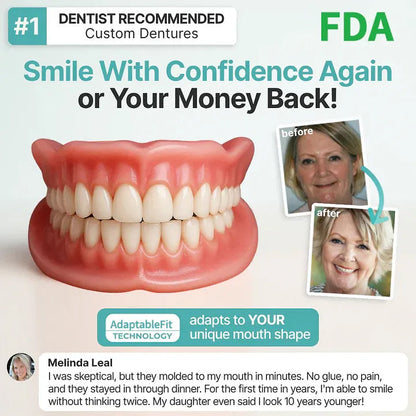 🎅CHRISTMAS HOT SALE-🏆Ends Today: 70% OFF! 🦷 Custom-Fit Dentures That Let You Eat, Talk & Smile With Confidence