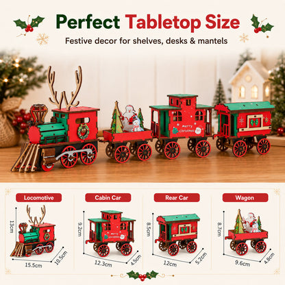 🎄LAST DAY 50% OFF – DIY Christmas Wooden Train Set 3D Assembly Puzzle Kit