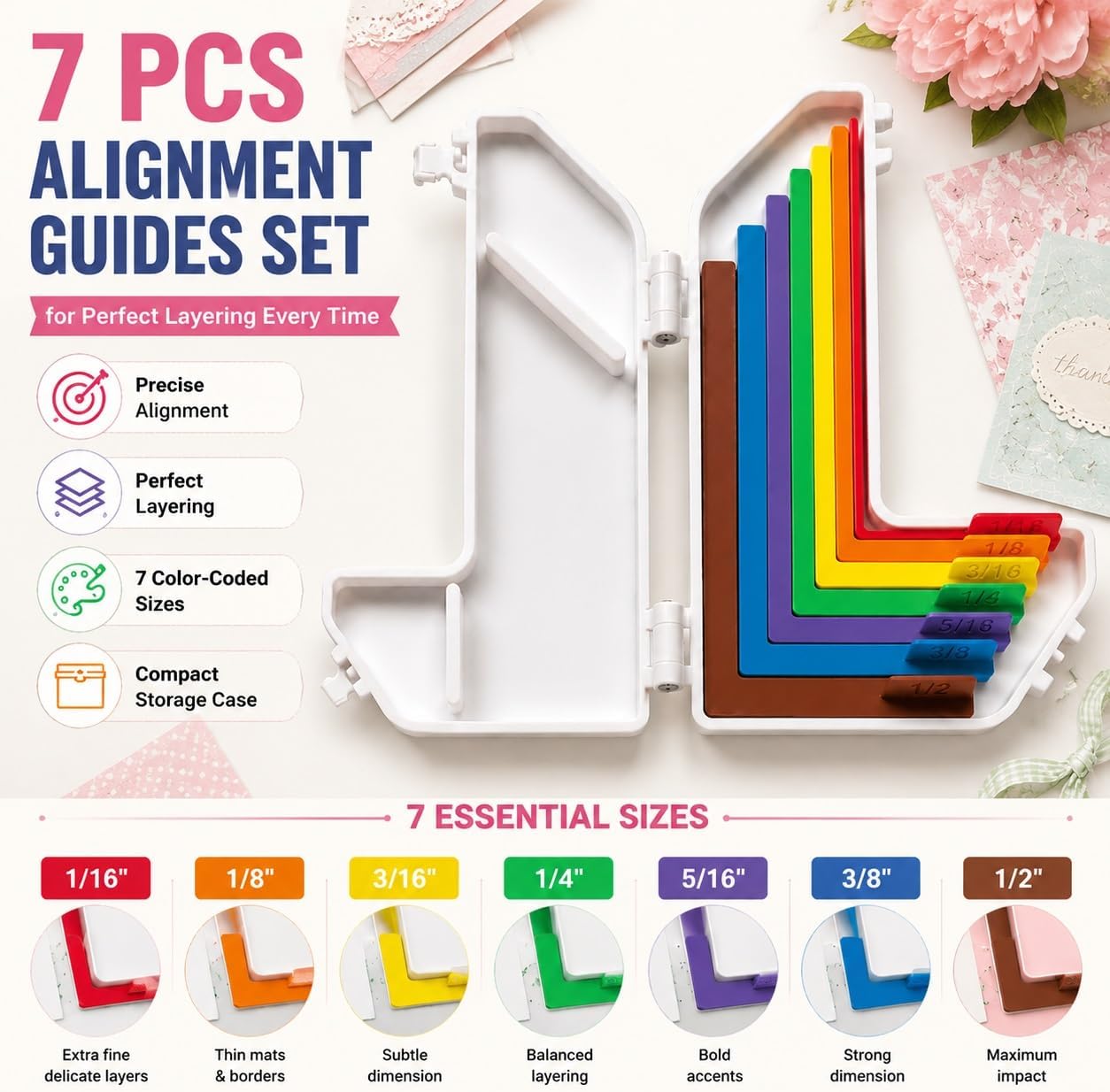 🌈Master Your Paper Crafts: 7-Piece L-Shaped Alignment Tool Kit 🌈✂️