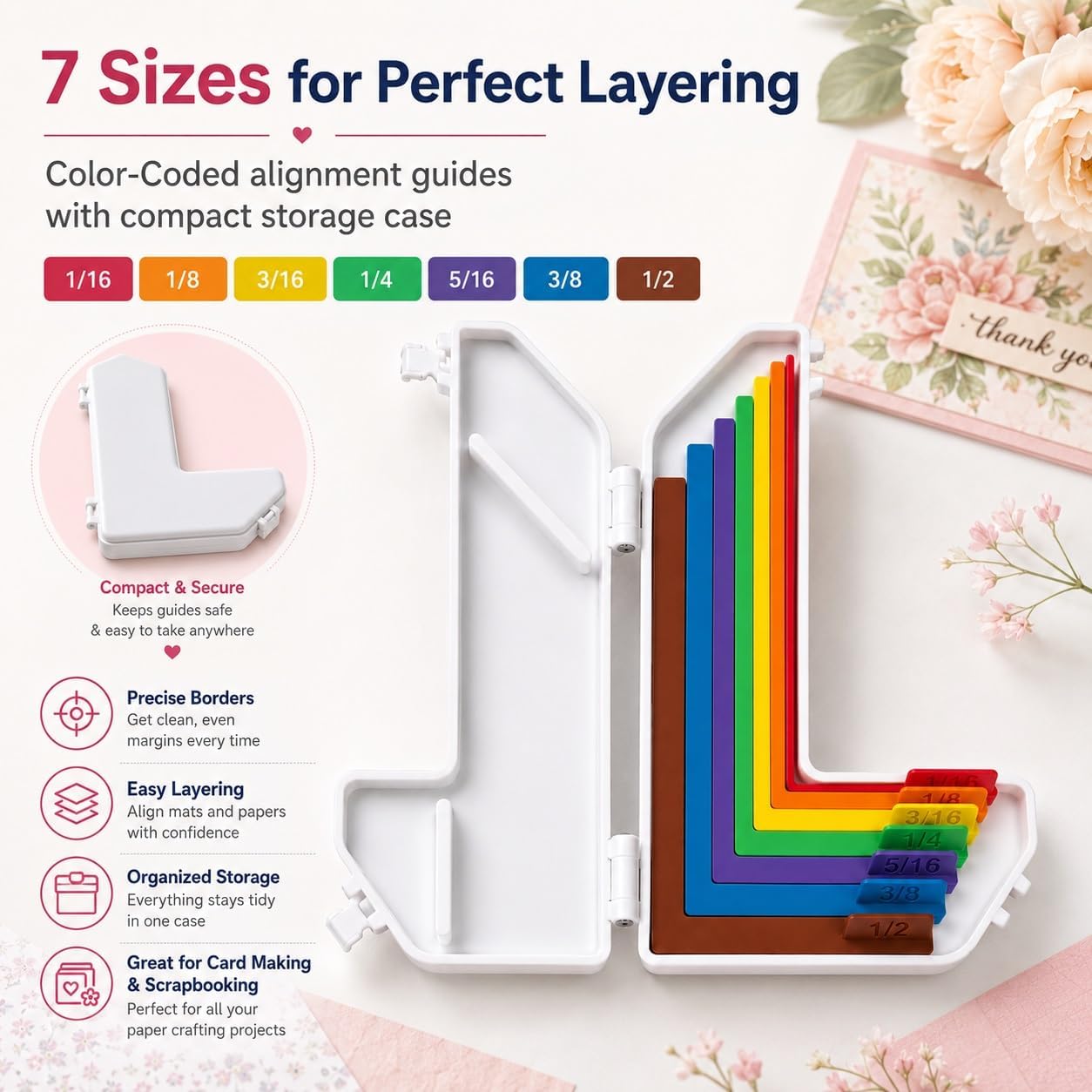 🌈Master Your Paper Crafts: 7-Piece L-Shaped Alignment Tool Kit 🌈✂️