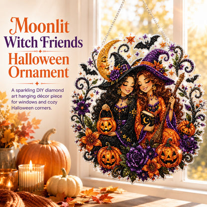 🎃Halloween Witch Friendship Diamond Art Suncatcher Sparkling Window Decor Gift✨🎃✨✨