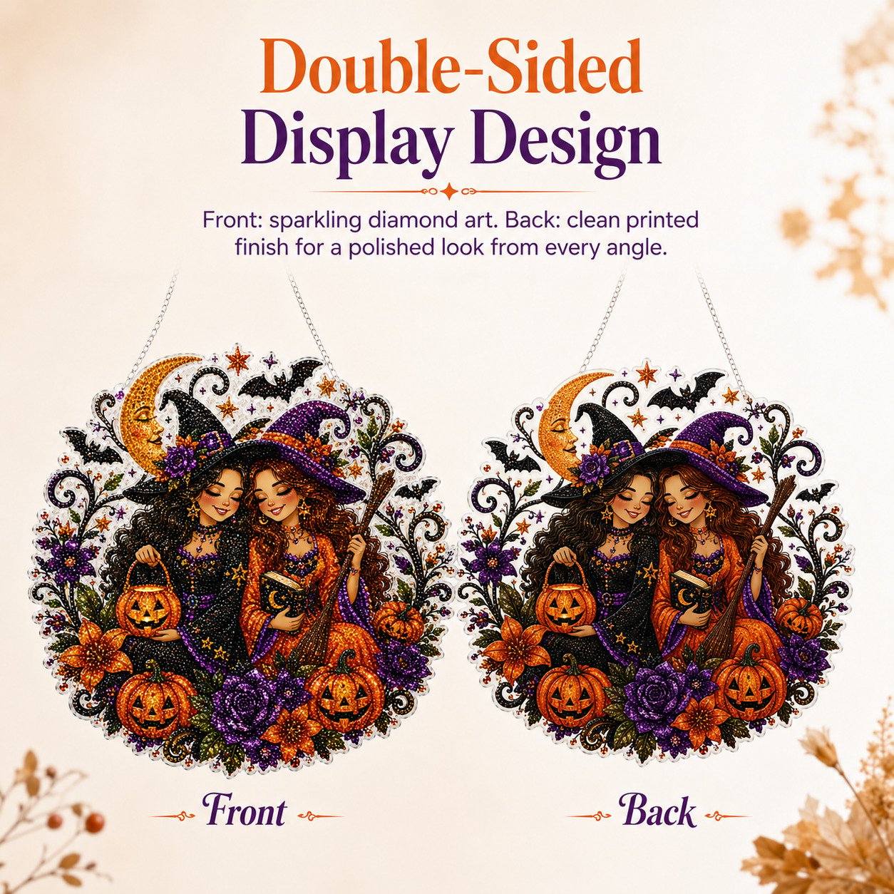 🎃Halloween Witch Friendship Diamond Art Suncatcher Sparkling Window Decor Gift✨🎃✨✨