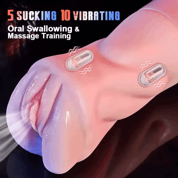 5 Sucking & 10 Vibrating Vagina Masturbation Cup