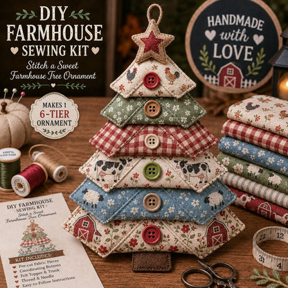 🔥Last Day BUY 2 GET 1 FREE ⭐Layered Fabric Tree Ornament DIY Sewing Kit | Beginner Friendly Handmade Seasonal Decor Gift