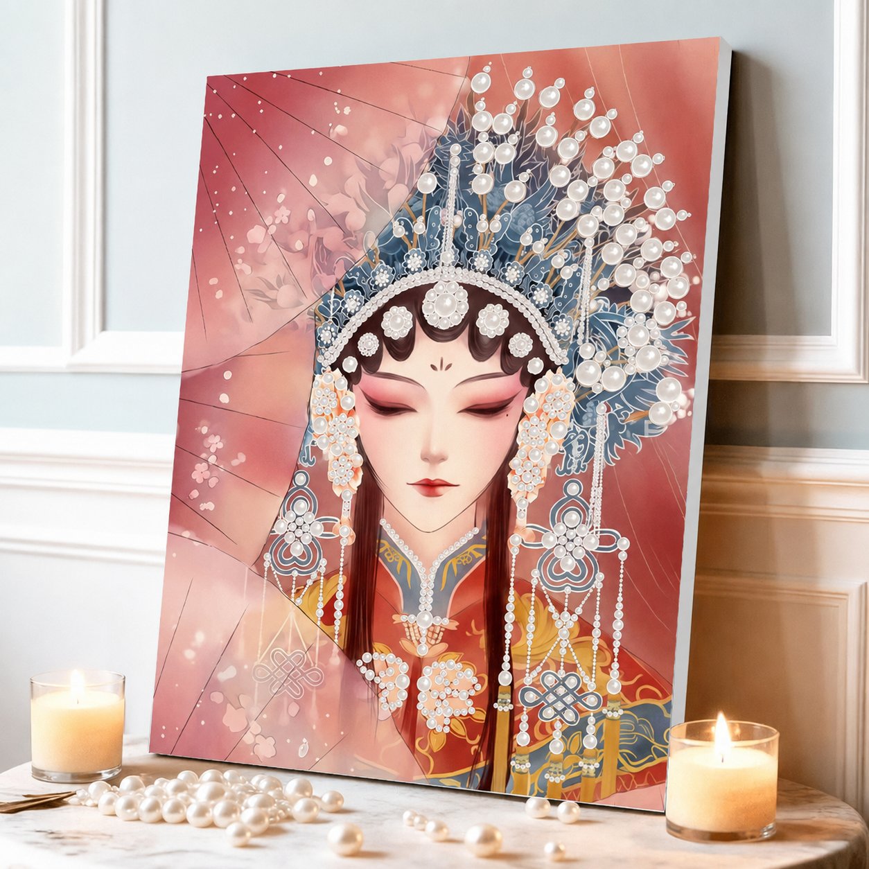 DIY Self-Adhesive Pearl Canvas Art for Elegant Wall Decor