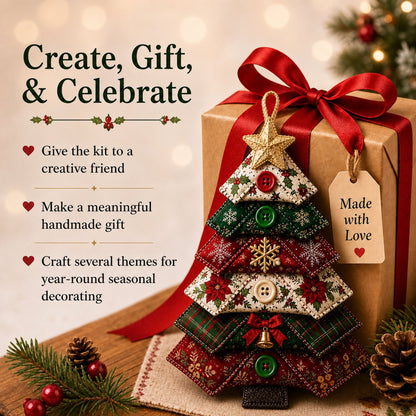 🔥Last Day BUY 2 GET 1 FREE ⭐Layered Fabric Tree Ornament DIY Sewing Kit | Beginner Friendly Handmade Seasonal Decor Gift