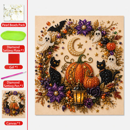 👻✨ Halloween Pearl Art DIY Kit – Spooky‑Cute Ghost & Pumpkin Beaded Wall Art