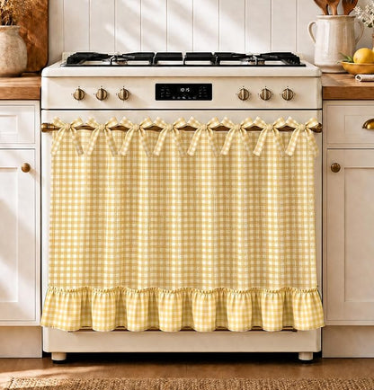 🧺 Handmade Oven Skirts | Farmhouse Kitchen Décor🔒 Heat-Resistant | 🎀 Effortless Install | ✨ Hide Clutter & Elevate Style