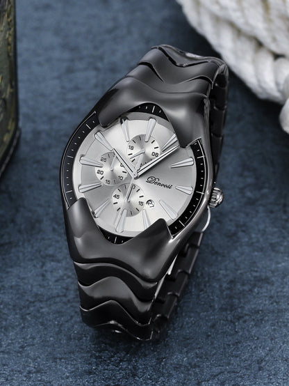 Y2K Wormhole Concept Men's Watch: Avant-garde Quartz Watch with Irregular Dial, Stylish and Unique Men's Clock