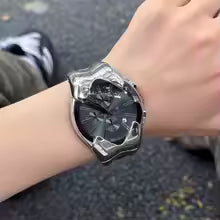 Y2K Wormhole Concept Men's Watch: Avant-garde Quartz Watch with Irregular Dial, Stylish and Unique Men's Clock