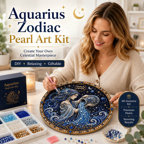 🔥 LAST DAY 49% OFF – ✨ Premium 3D Pearl 12 Zodiac Signs Art Kit | Luxury Flocked Canvas with Scratch-Resistant Non-Fading Pearl Beads DIY Handmade Astrology Decor ♈🌙💎