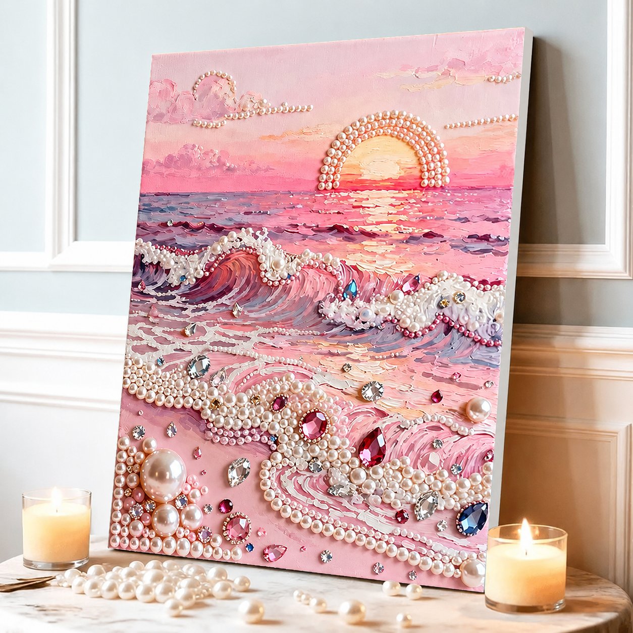 DIY Self-Adhesive Pearl Canvas Art for Elegant Wall Decor